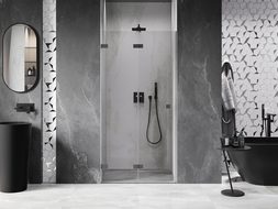 Mexen Lunar-F skladacie sprchové dvere ľavé 65 cm, priehľadné, gun metal - 836-065-000-95-00-L