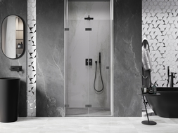 Mexen Lunar-F skladacie sprchové dvere ľavé 90 cm, transparentné, gun metal - 836-090-000-95-00-L