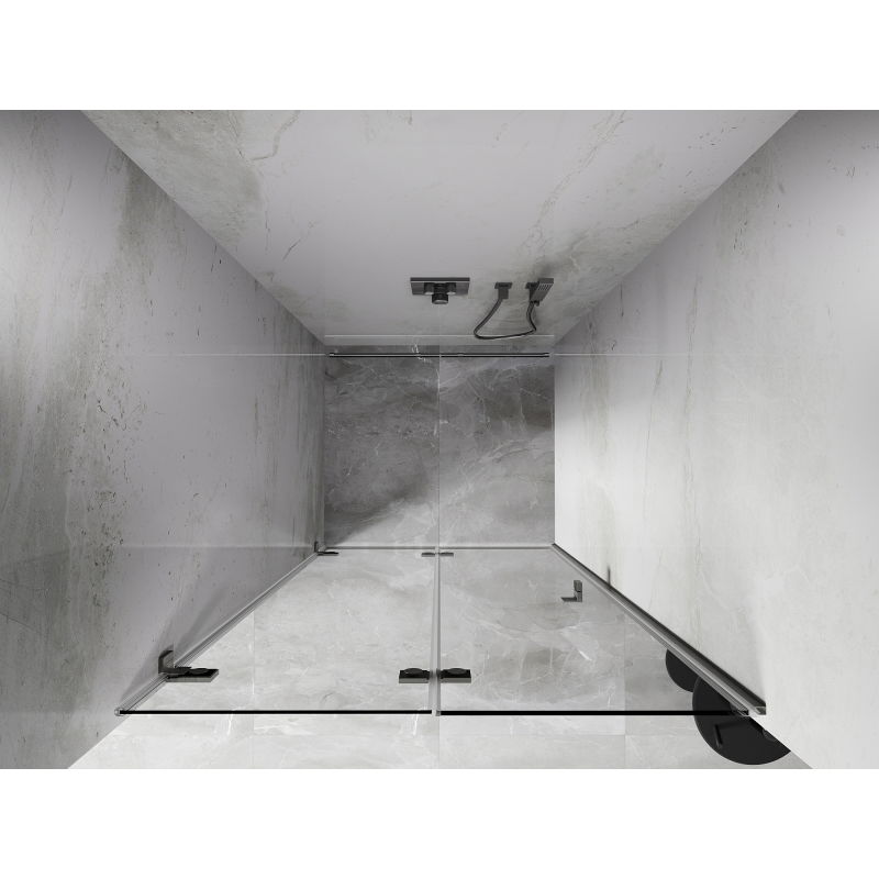 Mexen Lunar-F sprchové dvere skladacie ľavé 80 cm, transparentné, brúsený nikel - 836-080-000-97-00-L