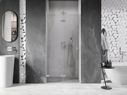 Mexen Lunar-F skladacie sprchovacie dvere ľavé 85 cm, transparentné, brúsený nikel - 836-085-000-97-00-L