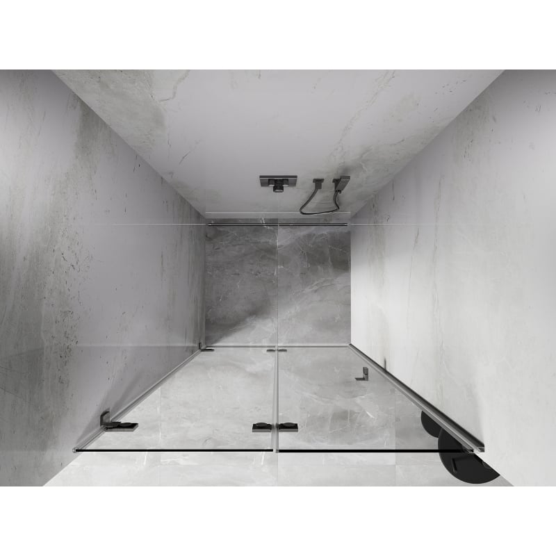 Mexen Lunar-F skladacie sprchové dvere ľavé 95 cm, transparentné, nikel kartáčovaný - 836-095-000-97-00-L