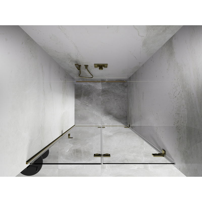 Mexen Lunar-F skladacie sprchové dvere pravé 80 cm, priehľadné, zlaté - 836-080-000-50-00-P