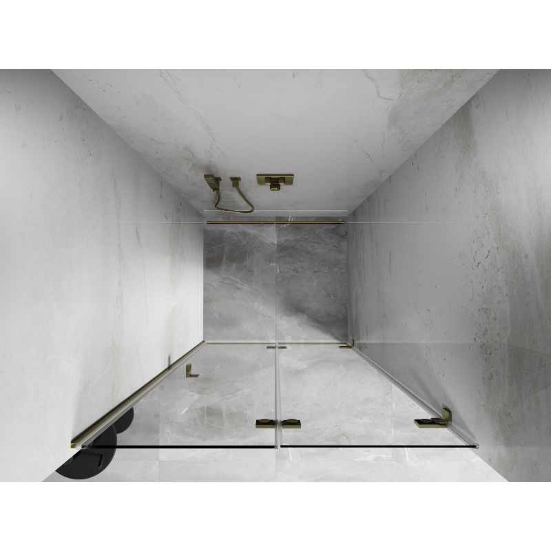 Mexen Lunar-F skladacie sprchové dvere pravé 65 cm, transparentné, zlaté kartáčované - 836-065-000-55-00-P