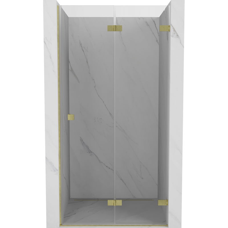Mexen Lunar-F skladacie sprchové dvere pravé 85 cm, transparentné, zlaté kartáčované - 836-085-000-55-00-P