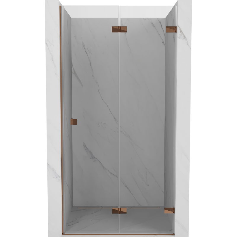 Mexen Lunar-F skladacie sprchové dvere pravé 85 cm, transparentné, ružové zlato - 836-085-000-60-00-P