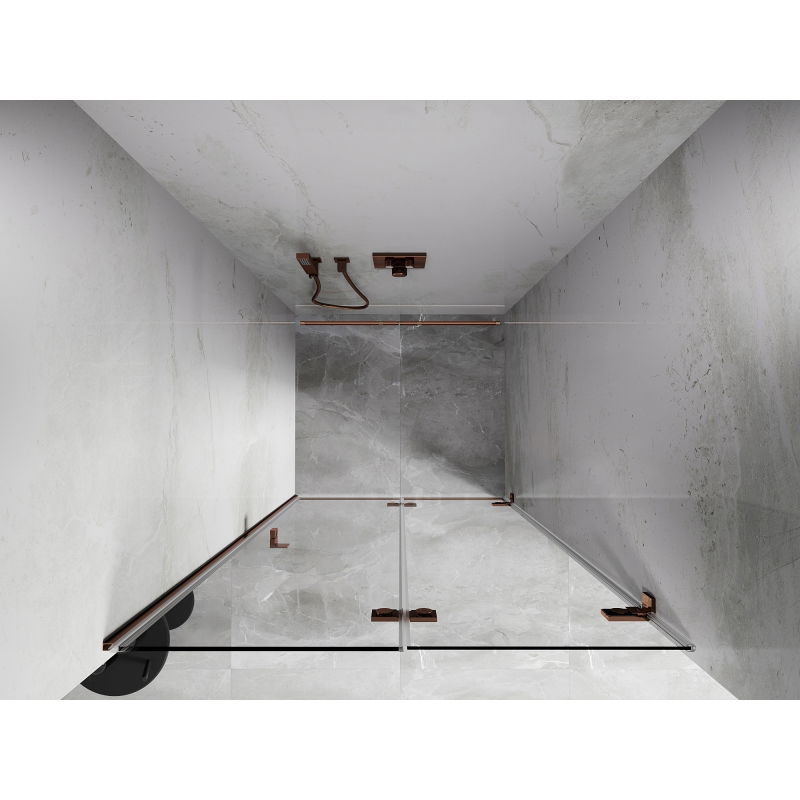 Mexen Lunar-F skladacie sprchové dvere pravé 85 cm, transparentné, ružové zlato - 836-085-000-60-00-P