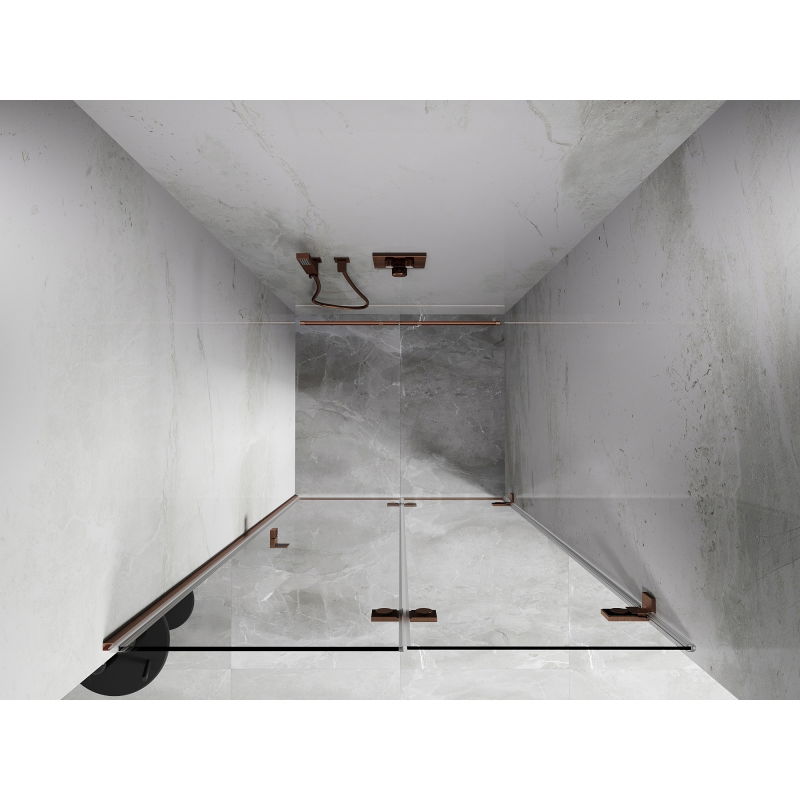 Mexen Lunar-F skladacie sprchové dvere pravé 70 cm, transparentné, brúsená meď - 836-070-000-65-00-P
