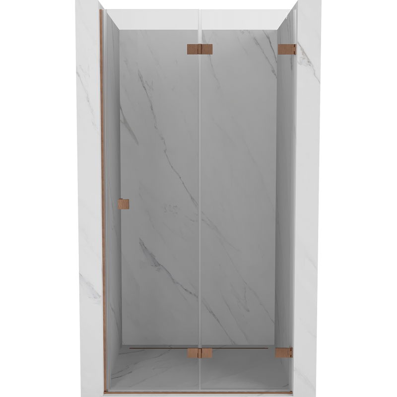 Mexen Lunar-F skladacie sprchové dvere pravé 85 cm, transparentné, brúsená meď - 836-085-000-65-00-P