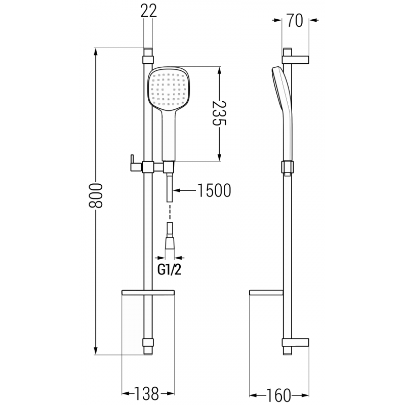 Mexen DQ33 posuvná sprchová sada, chróm - 785334581-02