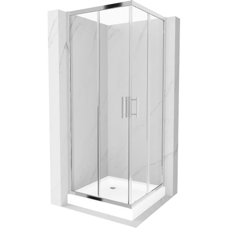 Mexen Rio štvorcová sprchová kabína 70 x 70 cm, transparentná, chróm + vanička, biela - 860-070-070-01-00-4510