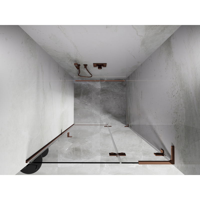 Mexen Lunar L sprchové dvere s pravým otváraním 85 cm, transparentné, ružové zlato - 834L-085-000-60-00-P