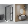 Mexen Rio štvorcová sprchová kabína 70 x 70 cm, transparentnéné, čierna + závesný bidet Rio, biela- 860-070-070-70-00-4510