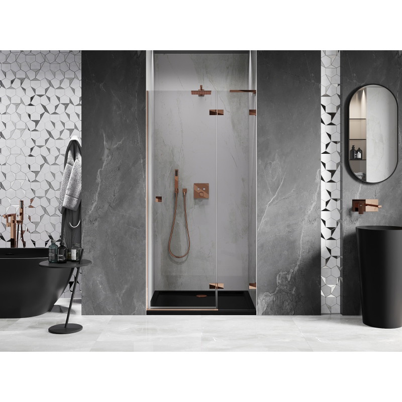 Mexen Lunar L sprchové dvere výklopné pravé 105 cm, transparentné, ružové zlato - 834L-105-000-60-00-P