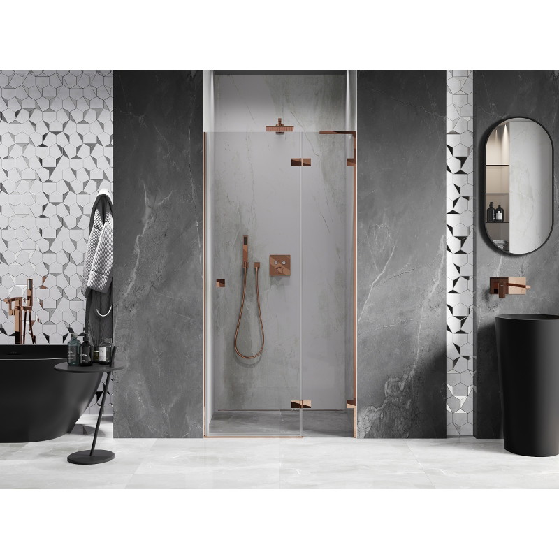 Mexen Lunar L sprchové dvere výklopné pravé 105 cm, transparentné, ružové zlato - 834L-105-000-60-00-P