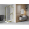 Mexen Rio štvorcový sprchovací kút 70 x 70 cm, matný, zlatý + vanička, biela - 860-070-070-50-30-4510