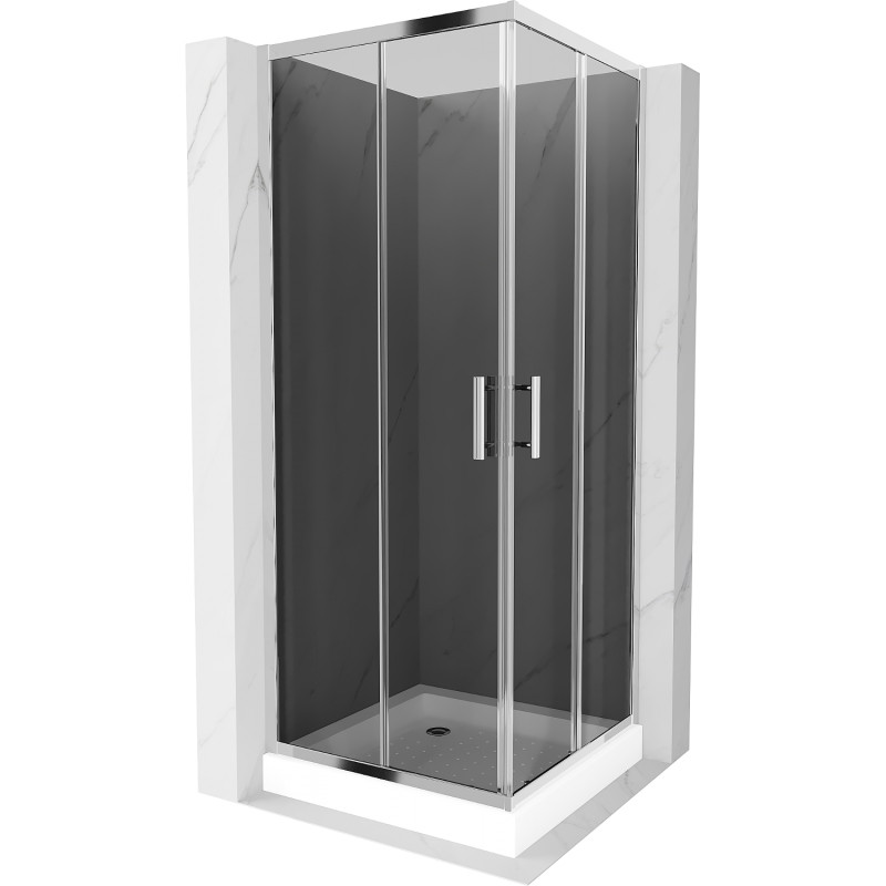 Mexen Rio štvorcový sprchovací kút 70 x 70 cm, grafit, chróm + vanička, biela - 860-070-070-01-40-4510