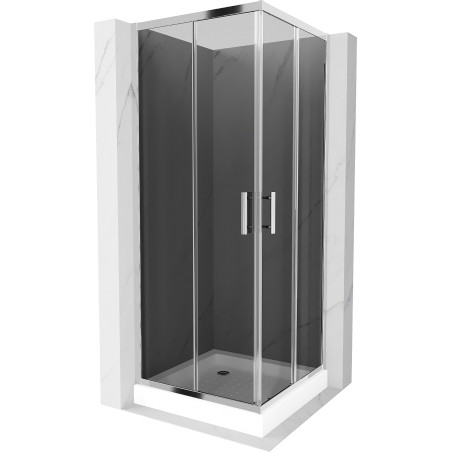 Mexen Rio štvorcový sprchovací kút 70 x 70 cm, grafit, chróm + vanička, biela - 860-070-070-01-40-4510