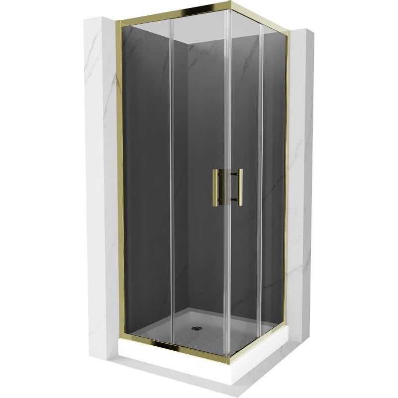 Mexen Rio štvorcová sprchová kabína 70 x 70 cm, grafitová čierna, zlatá + závesný bidet Rio, biela- 860-070-070-50-40-4510