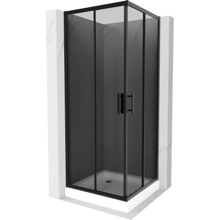 Mexen Rio štvorcová sprchová kabína 70 x 70 cm, grafitová čierna, čierna + závesný bidet Rio, biela- 860-070-070-70-40-4510