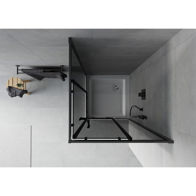 Mexen Rio štvorcový sprchovací kút 70 x 70 cm, grafitový, čierny + vanička, biela - 860-070-070-70-40-4510