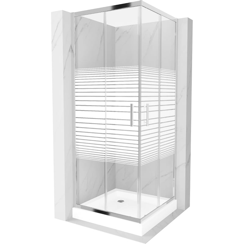 Mexen Rio štvorcová sprchová kabína 70 x 70 cm, pruhy, chrómová + závesný bidet Rio, biela- 860-070-070-01-20-4510