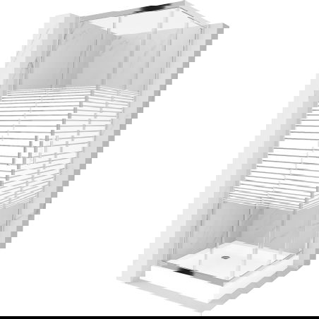 Mexen Rio štvorcová sprchová kabína 70 x 70 cm, biele pásy, chróm + sprchová vanička, biela - 860-070-070-01-20-4510