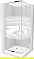 Mexen Rio štvorcová sprchová kabína 70 x 70 cm, biele pruhy, chróm + vanička Rio, biela - 860-070-070-01-20-4510