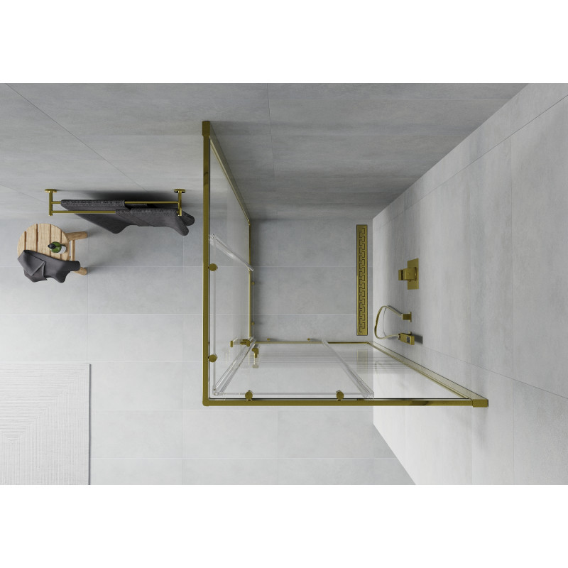 Mexen Rio štvorcový sprchovací kút 90 x 90 cm, priehľadný, zlatý - 860-090-090-50-00
