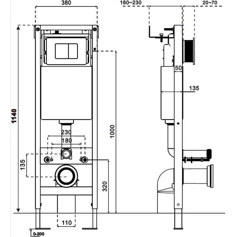 Mexen Tex W úzky, rohový podomietkový rám na WC - 61105