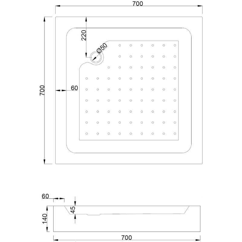 Mexen Rio štvorcový sprchový kút 70 x 70 cm, priehľadný, chróm + vanička Rio, biela - 860-070-070-01-00-4510