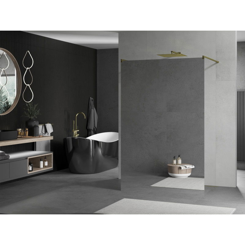 Mexen Kioto voľne stojaca sprchová stena 120 x 200 cm, zrkadlo 8 mm, zlatá - 800-120-002-50-50