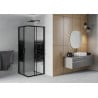 Mexen Rio štvorcová sprchová kabína 90 x 90 cm, pruhy, čierna - 860-090-090-70-20