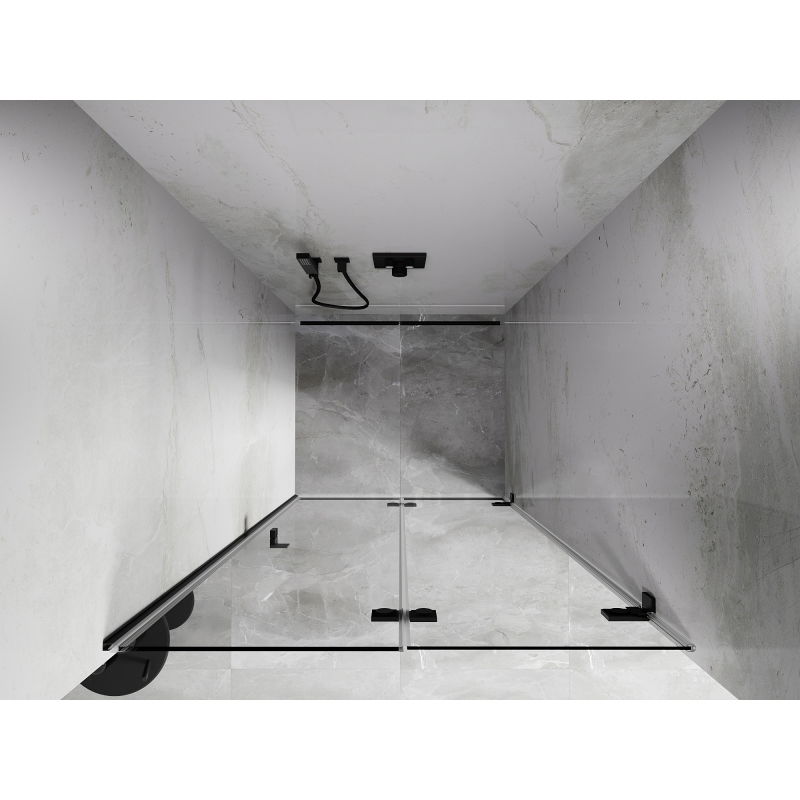 Mexen Lunar-F skladacie sprchové dvere pravé 65 cm, priehľadné, čierne - 836-065-000-70-00-P