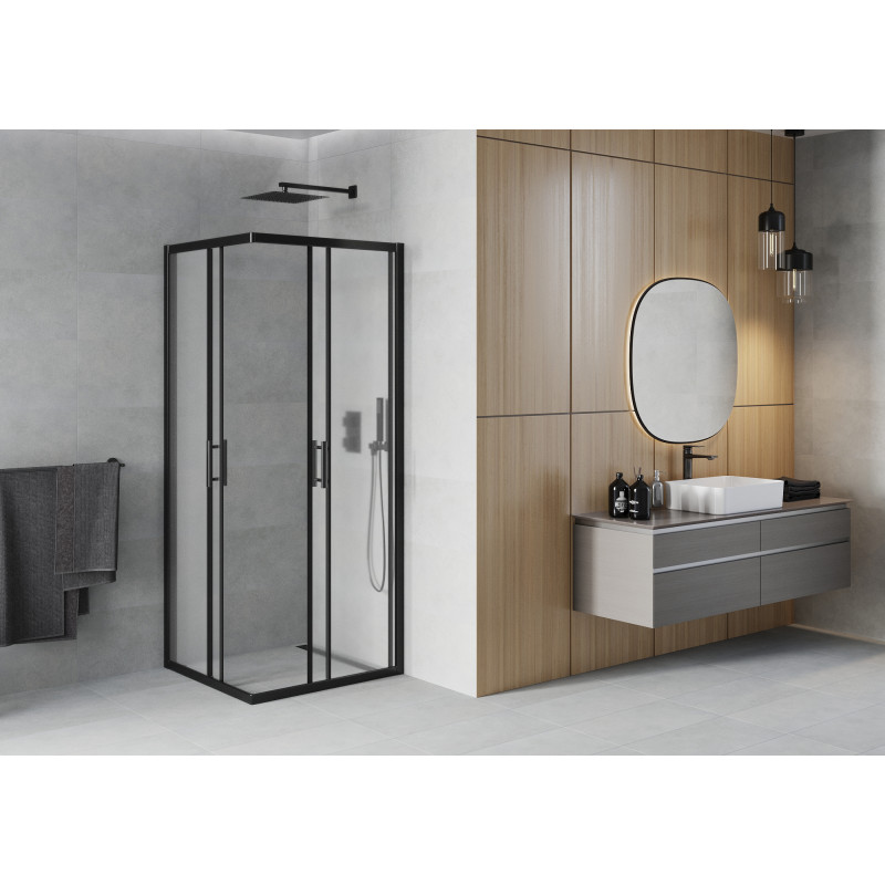 Mexen Rio štvorcový sprchový kút 80 x 80 cm, zamatový, čierny - 860-080-080-70-30