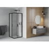 Mexen Rio kocková sprchová kabína 90 x 90 cm, mrazené, čierna - 860-090-090-70-30