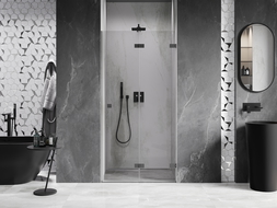 Mexen Lunar-F skladacie sprchové dvere pravé 70 cm, priehľadné, gun metal - 836-070-000-95-00-P