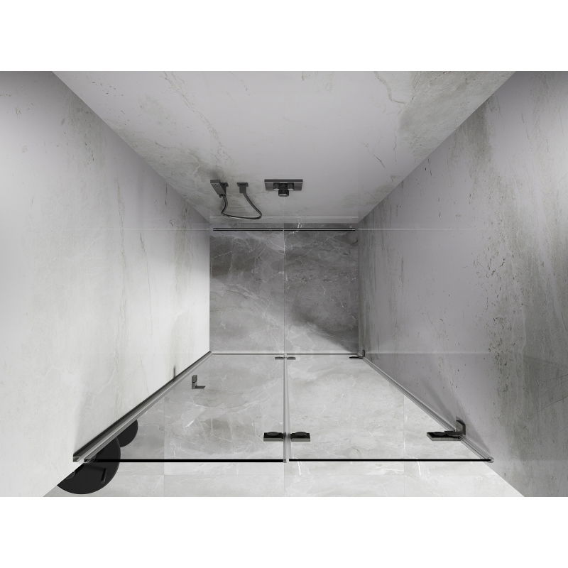 Mexen Lunar-F skladacie pravé sprchové dvere 75 cm, priehľadné, brúsený nikel - 836-075-000-97-00-P