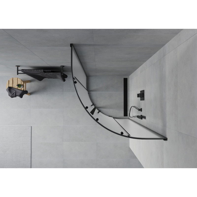 Mexen Rio polkruhová sprchová kabína 80 x 80 cm, matná, čierna - 863-080-080-70-30