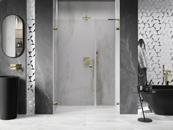 Mexen Lunar-B L sprchové dvere otváravé ľavé 125 cm, transparentné, zlaté - 832SL-125-050-50-00-L