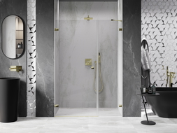 Mexen Lunar-B sprchové dvere výklopné ľavé 135 cm, transparentné, zlaté - 832S-135-050-50-00-L