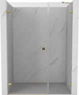 Mexen Lunar-B sprchové dvere výklopné ľavé 135 cm, transparentné, zlaté - 832S-135-050-50-00-L
