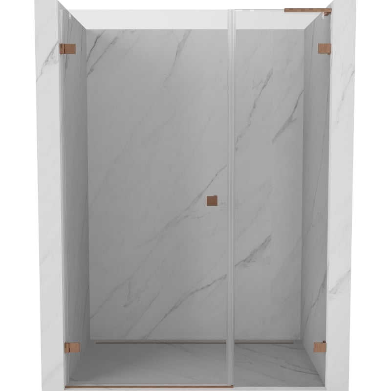 Mexen Lunar-B L sprchové dvere otváracie ľavé 140 cm, priehľadné, brúsená meď - 832SL-140-050-65-00-L