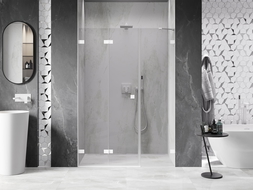 Mexen Lunar-F skladacie sprchové dvere ľavé 120 cm, transparentné, biele - 836S-120-050-20-00-L