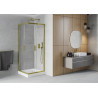 Mexen Rio štvorcový sprchový kút 80 x 80 cm, transparentný, zlatý + sprchová vanička, biela - 860-080-080-50-00-4510