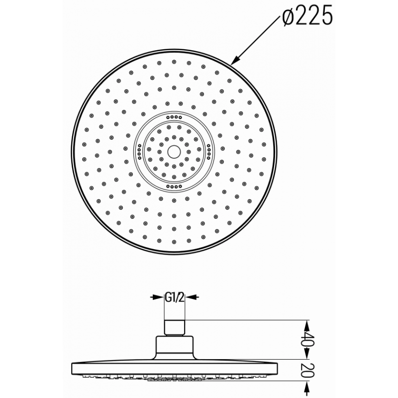 Mexen D-05 sprchová hlavica 22 cm, čierna - 79705-70