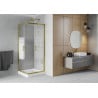 Mexen Rio štvorcová sprchová kabína 80 x 80 cm, pruhy, zlatá + závesný bidet Rio, biela- 860-080-080-50-20-4510