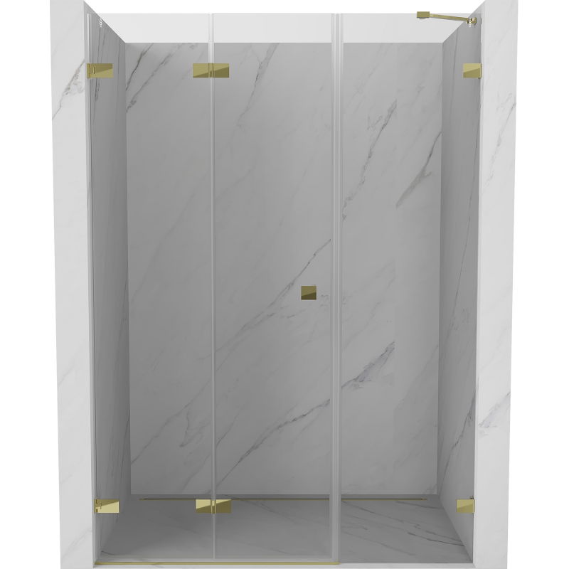 Mexen Lunar-F skladacie sprchové dvere ľavé 140 cm, transparentné, zlaté - 836S-140-050-50-00-L