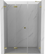 Mexen Lunar-F skladacie sprchové dvere ľavé 140 cm, transparentné, zlaté - 836S-140-050-50-00-L