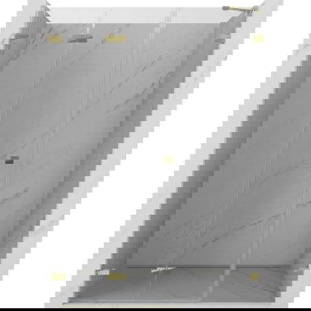 Mexen Lunar-F skladacie sprchové dvere ľavé 145 cm, transparentné, zlaté - 836S-145-050-50-00-L