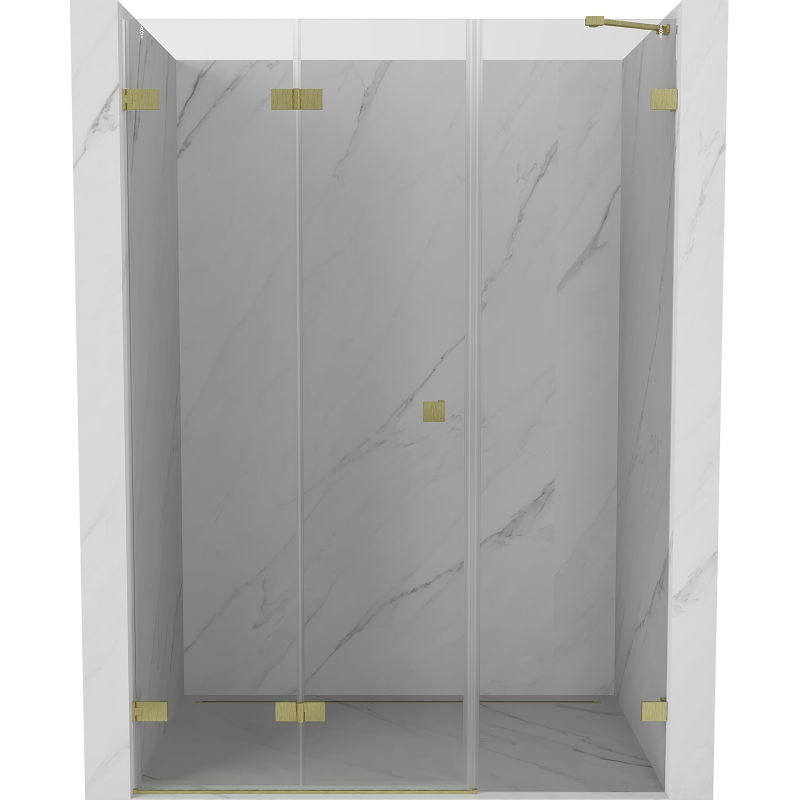 Mexen Lunar-F skladacie sprchové dvere ľavé 135 cm, transparentné, zlaté brúsené - 836S-135-050-55-00-L